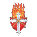 Flaming Cross and Shield Temporary Tattoo